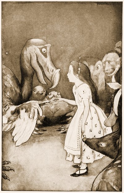 The Dodo solemnly presented the thimble, illustration for Lewis Carroll